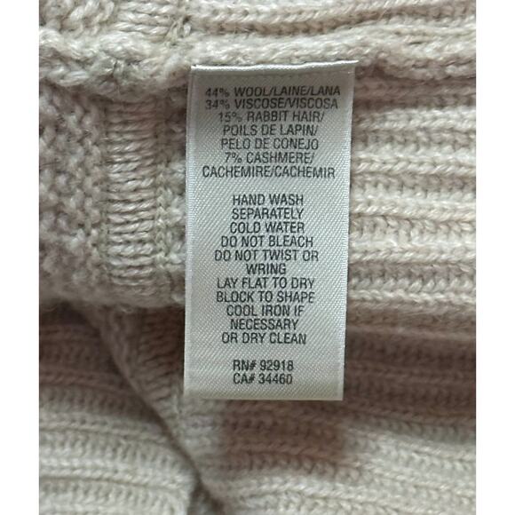 JUICY COUTURE Wool Cashmere Rabbit Hair Button Up Cardigan Sweater Crochet Beige - Picture 10 of 11